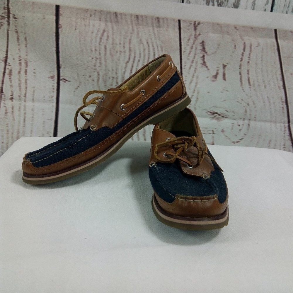 NAUTICA Men’s Size 13 Leather Canvas Boat Shoes